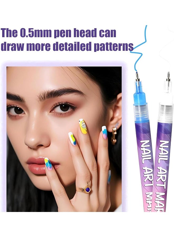 JS 12 Colors Nail Art Pens Set, 3D Nail Polish Pens, Quick-Drying Graffiti Dotting Acrylic Paint Pens, Point Liner Nail Art Markers Drawing Painting for Home & Salon Nail DIY - Image 4